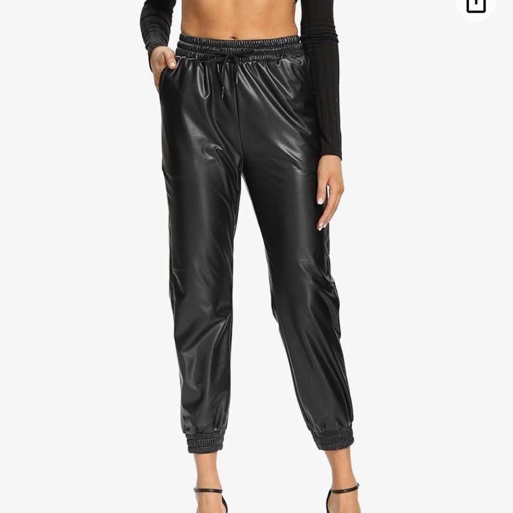ZARA Faux Leather Jogger Pants High Waisted Thick Tummy Control Slimming XS